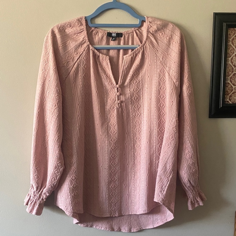 Frye Dusty Rose Textured Long-Sleeve Blouse